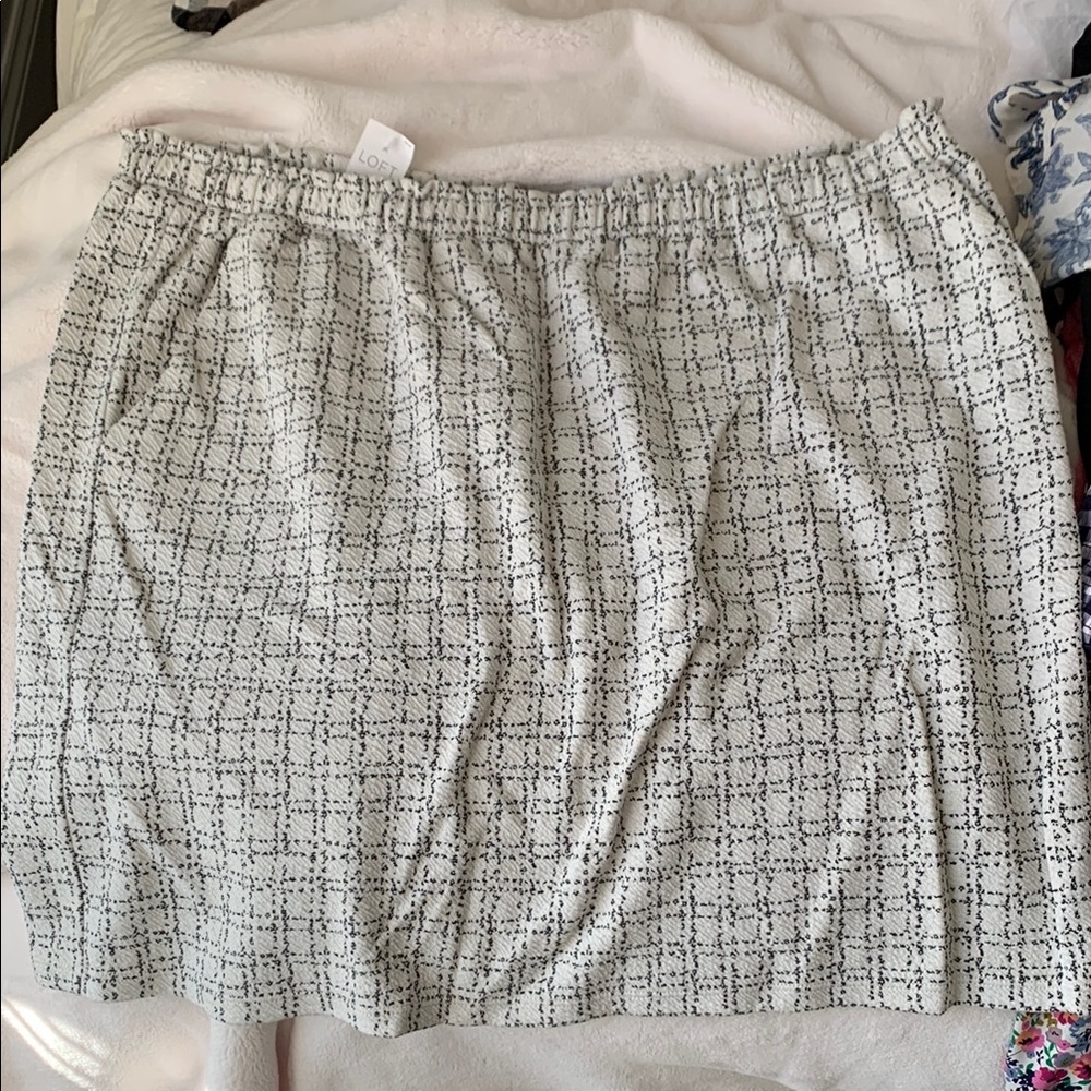 Loft White and Black Checkered Women's Skirt